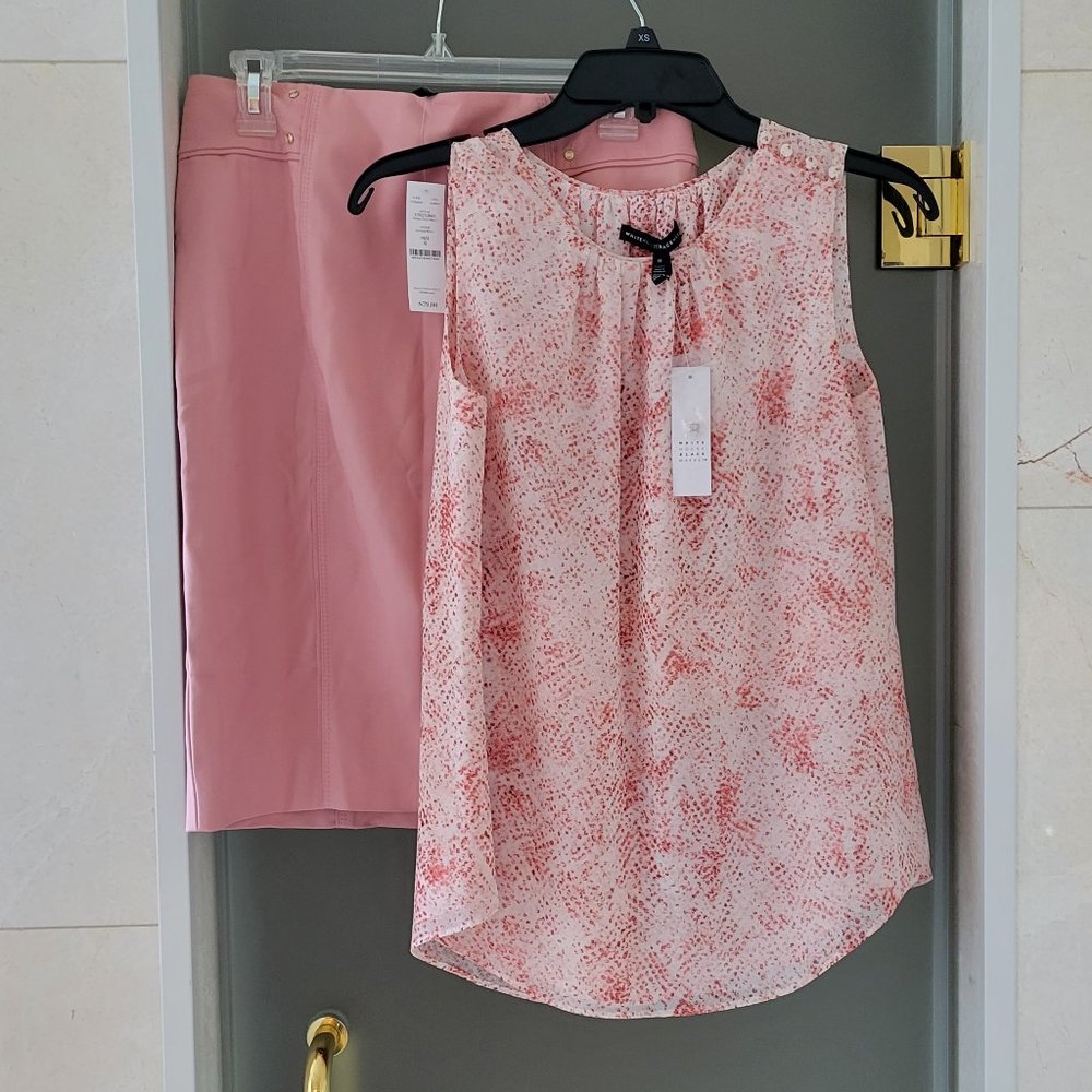 NWT White House Black Market Pencil Skirt and Top Set